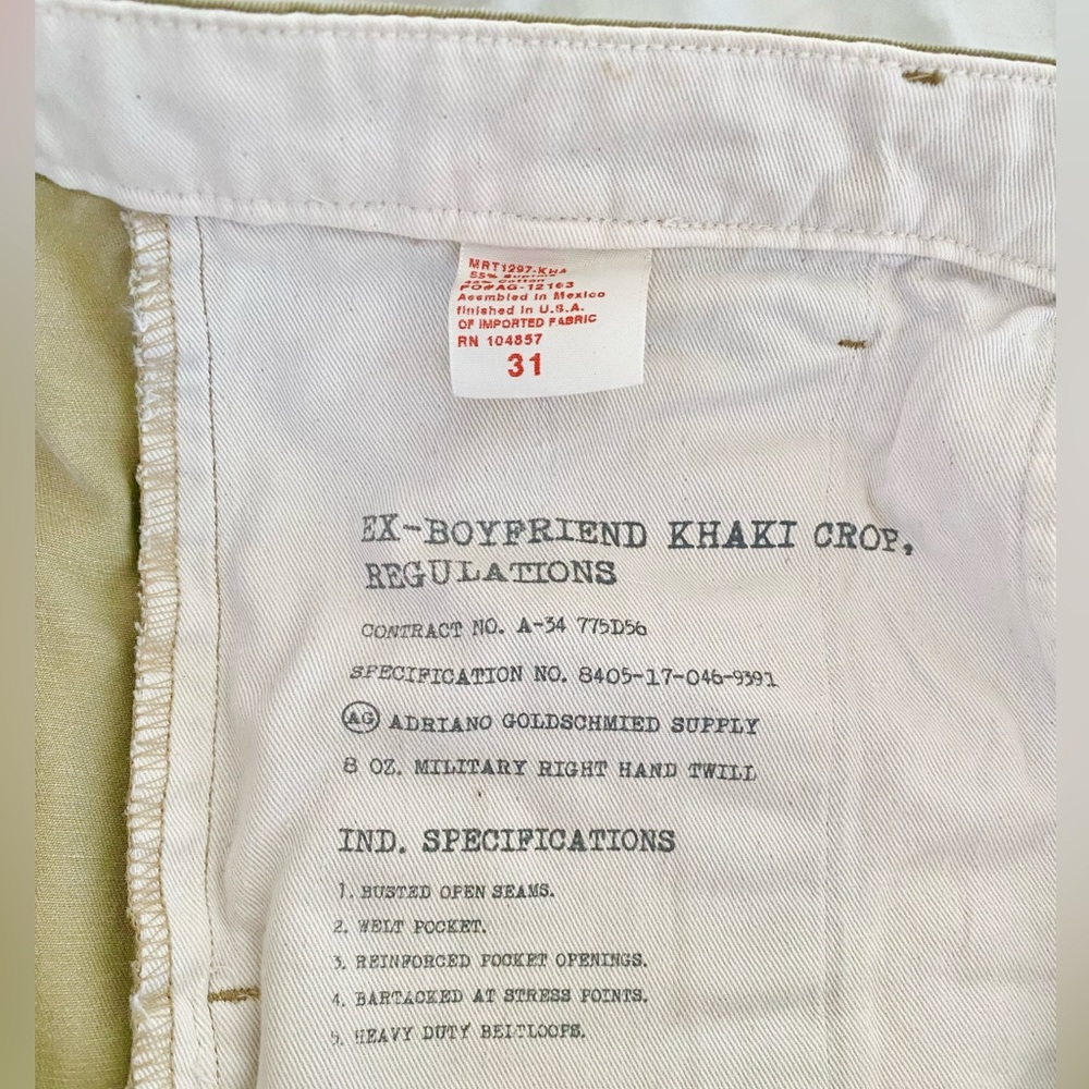 AG Jeans • Standard Issue Ex-Boyfriend Khaki Crop, Regulations, Boyfriend Cut 31 - Picture 7 of 8